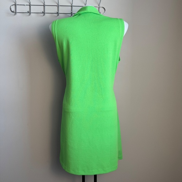 Zara NEW Women's Tie Wrap Blazer Mini Dress Size Small Green Sleeveless V-Neck - Picture 5 of 16